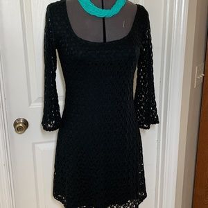 Crochet Overlay Dress Sz S Black